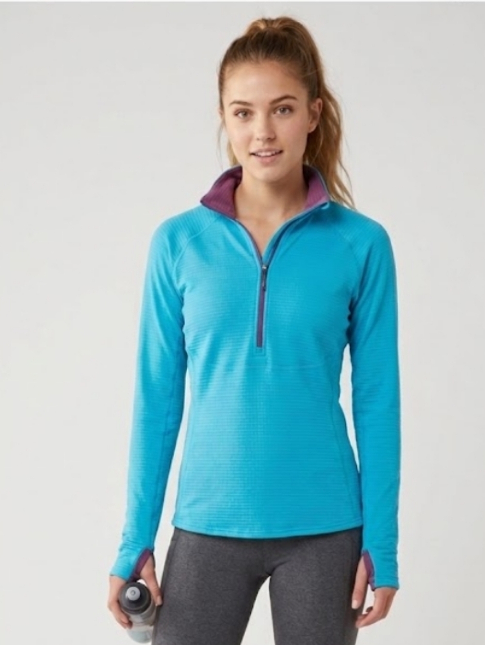 Patagonia Aqua Blue Capilene Quarter Zip Pullover Size Small With Flaw - Picture 1 of 15
